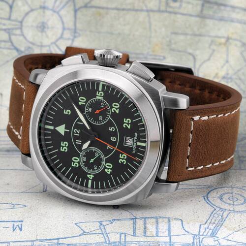 Pilot Poljot Chronograph 3133 Avia Classic Russian Mechanical Aviators Watch
