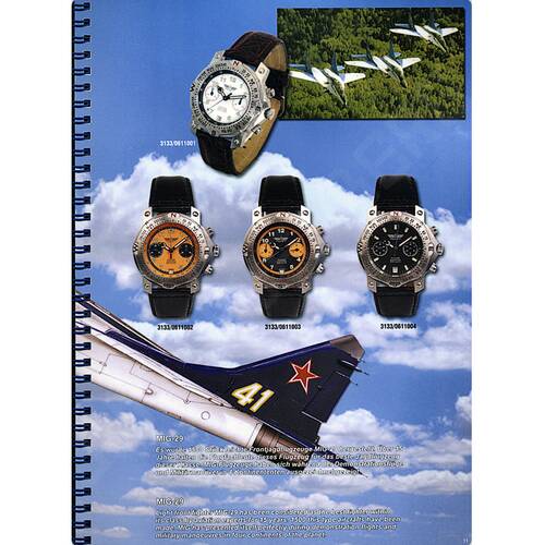 Poljot 3133 Flieger Chronograph Russ Analog Aviator Watch+Glass Bottom
