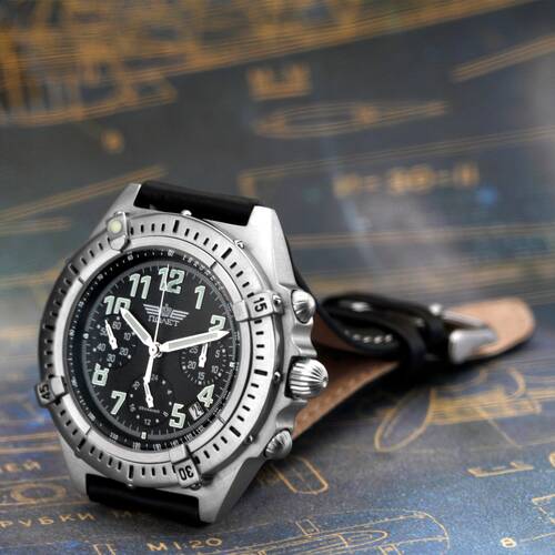 Poljot Chronograph 31681 Jetfighter Russian Analog Aviator Watch