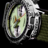 Poljot 3133 COMBAT mechanischer Chronograph russische Uhr Leuchtzifferblatt NOS
