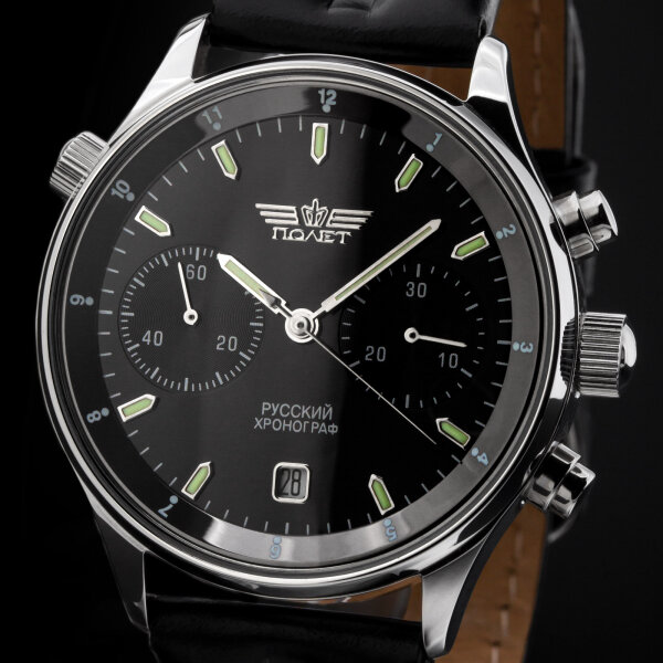 Poljot Civil Chronograph 3133 Russian Mechanical Aviation Watch Time Zone