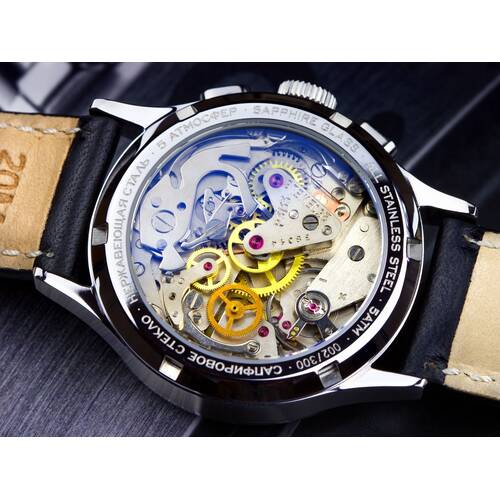 Armbanduhr STRELA COSMOS Poljot 3133 Chronograph SAPHIR Weltraum Uhr CO38CYP-S