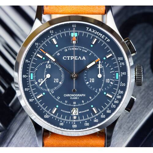 Chronograph Strela Poljot 3133 Mens Watch Space Watch Sapphire Cosmos CO38CYB-S