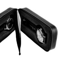 Watch travel case watch pouch watch box 2 Slot black leather PILOT storage case