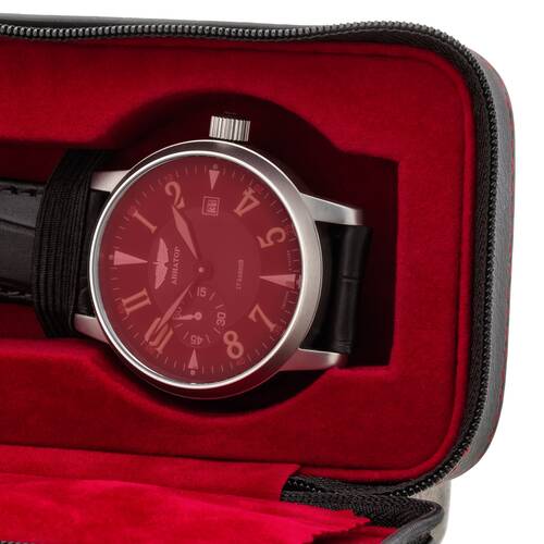 Uhrenbox Uhrenetui Reiseetui Uhr - Rot - 2 Uhren Uhrbox Etui - VELVET Stil
