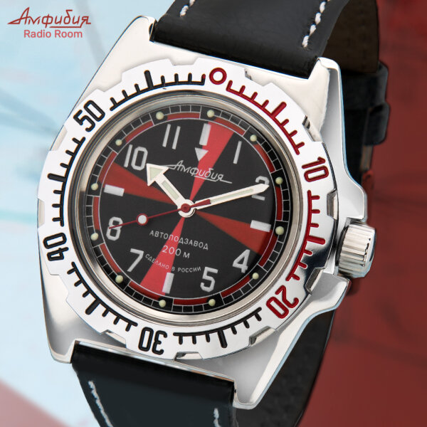 VOSTOK Radio Room Taucheruhr Automatik 20ATM Militär Uhr Amphibia 2415/110650