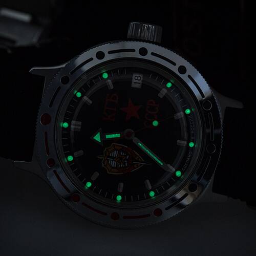 Vostok Kgb Diver Watch 656 2/12ft Automatic Military Machanische Glass Bottom