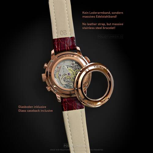 Poljot Journey 31681 Rose Gold Chronograph Russian Watch 24 Hrs Complication