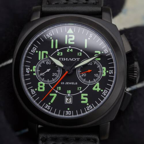 Big Russian Pam Poljot 3133 Chronograph Aviator Watch Analog Watch Avia Classic