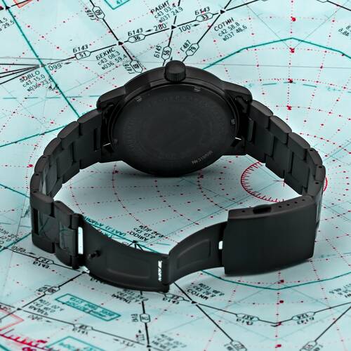 1 25/32in Aviator Watch Black Analog Watch Poljot 3105 Maktime 3105/1734716