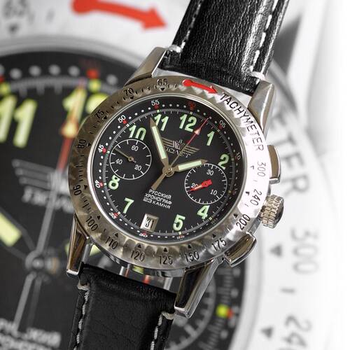 POLJOT Aviator Chronograph 3133 russisches veredeltes Uhrwerk Genfer Schliff