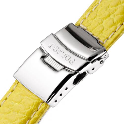 Poljot Buffalo Leather Band 0 25/32in - Yellow - Polished Faltschschließe Watch