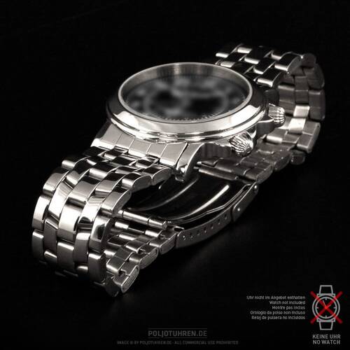 EDELSTAHLBAND Uhrenband Edelstahl poliert 20mm 5 Knoten Anstoß rund