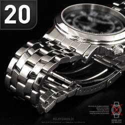 EDELSTAHLBAND Uhrenband Edelstahl poliert 20mm 5 Knoten...