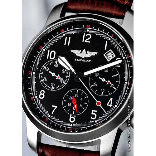 Pilot Poljot 31681 Russian Mechanical Chronograph Aviator Watch Hunter