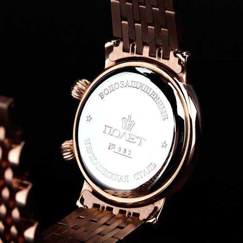 Poljot Signal 2612 Alarm Clock Dome Machanische Wrist Watch Rose Gold Russian