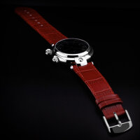 Uhrenarmband rot Poljot Basilika 20mm mit Ausschnitt Alligator Croco Prägung