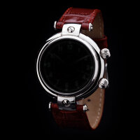 Uhrenarmband rot Poljot Basilika 20mm mit Ausschnitt Alligator Croco Prägung