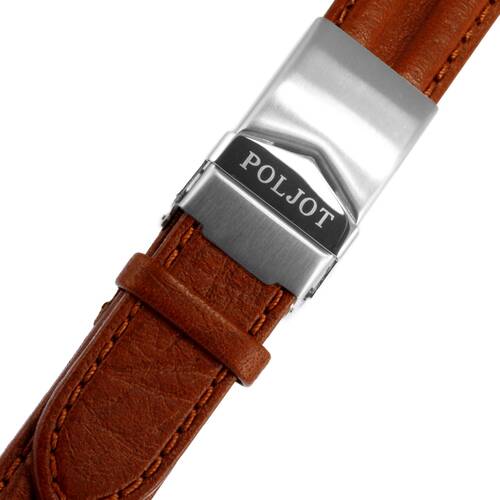 Watchband Leather Folding Clasp Poljot Buffalo Fawn Brown 0 25/32in Erzatz Uhr