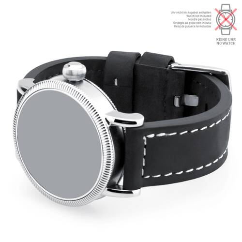 Watchband 22 24 Leather Black Buckle Solid - Pilots Watch Retro Wrist Band