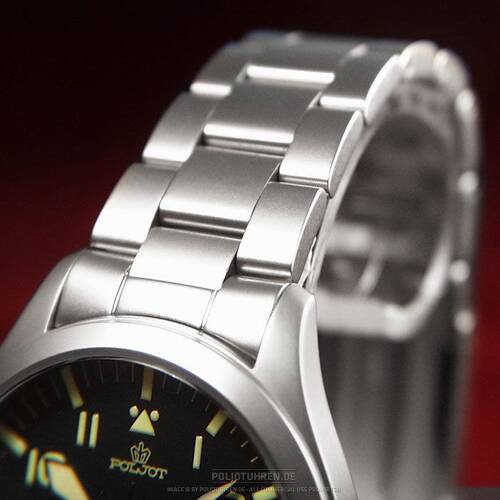 Poljot Stainless Steel Watchband Solid 22 MM - 3 Knot - Satin Matt - End Size