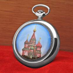 Analog Pocket Watch Basilius Cathedral Moscow Handpainted...