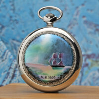 Pocket Watch Mechanical Marine Sailing Handpainted...