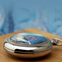 Taschenuhr MOLNIJA 3602 handbemalt Unikat Segelboot russische mechanische Uhr