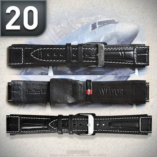 Aviator Bracelet en Cuir Pilote- Montre Aviateur Bracelet de Montre Brosse 20mm